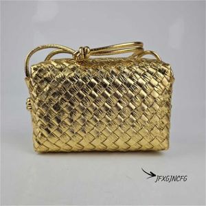 Дизайнер Botega Mini Bag Mini Ring Lamiced Gold Кожаная сумка для плеча на плечах