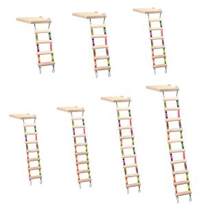 Wooden Parrot Hamster Climbing Ladder Swing Play Toys Set Birds Hanging Bridge Exercise Perch Stand Platform Cage DropShipping