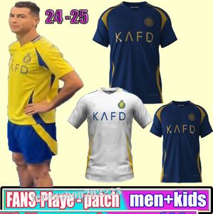 24 25 Al Nassr FC Soccer Jerseys Ronaldo 2024 2025 Casa Amarelo Afaste CR7 Gonzalo Mane Martinez Talisco Fãs Versão Men Kit Kit Futebol Shiirt Al-Nassr