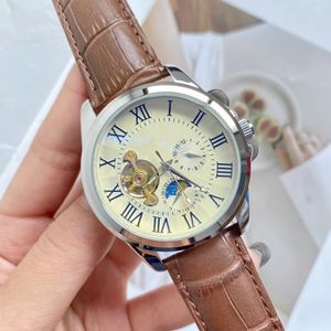 Designer orologio da uomo cinghia in hide 42mm*11mm automatico meccanico 1: 1 movimento ultra-tino tourbillon di lusso di lusso Ginevra Sollevato orologio da uomo lucido da uomo lucido