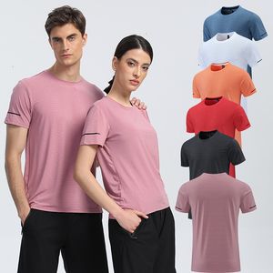 Ll Men Gym Outfit Gym T Shirt Exercise & Fiess Wear Sportwear Trainning Basketball Running Ice Silk Shirts Outdoor Tops Short Sleeve Elastic Breathable