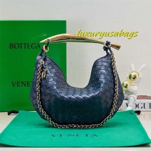 Women Sardine Shoulder Bag Designer Knitting Bag Genuine Leather Handbag BotegaVeneta Intrecciato Woven Leather Gold Bag Height20CM Width33CM Depth4CM