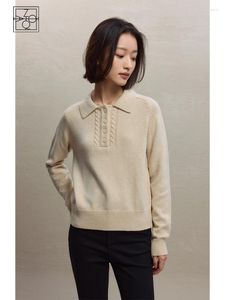 女性のセーターZiqiao French Retro Polo Collar Seater for Women for Women forth Winter 2024 Pullover Soft Waxy Twist Casual Sense女性