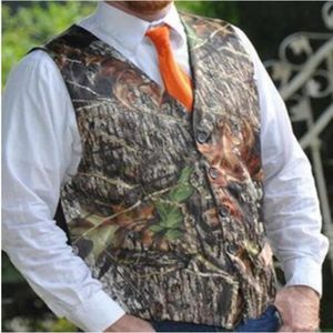 Camo Printed Wedding Groom Vests Groomsmen Vests V-Neck Men's Suit Vests Vest Men's Dress Vest Waistcoat Dress Hunter Prom Pa 278N