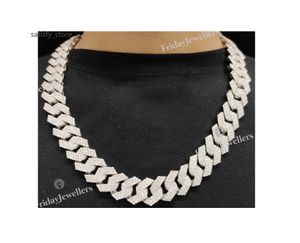 22 mm Moissanite Diamond Cuban Link Chain Bestförsäljande handgjorda diamant 925 Silver kubansk kedja för män och kvinnor gåva