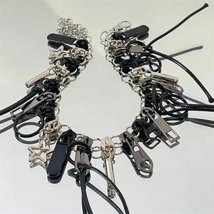 Fashion Trend Zipper Star Necklace Punk Metal Personality Collar Y2k Men Women Party Exaggerated Jewelry Accessories 240511