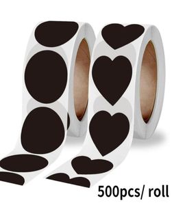 Подарочная упаковка 500pcs Roll Black Roundheart Coding Dots Label Stickers Kids Kitchen Canning Jars Label