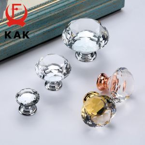 KAK Diamond Shape Crystal Glass Cabinet Knobs and Handles Dresser Drawer Knobs Kitchen Cabinet Handles Furniture Handle Hardware