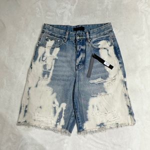 24SS USA Fashion Mens Plus Size With Ripped Holes Denim Shorts Casual Vintage Washed Styles Shorts Jeans Byxor Bottoms 0524