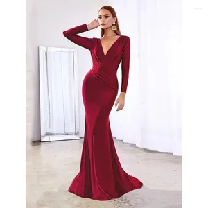 Sukienki imprezowe Hip Syrenka w szyku w szyku w dółko z dużym rękawem Damska sukienka Elegancka Formalna seksowna moda vestidos de gala Bożego Narodzenia