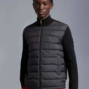 Versão alta Mengjia Down Sweater Patchwork Twits Zipper Warm Jacket