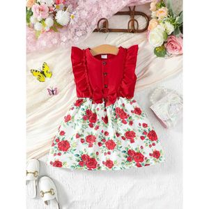 Girl's Dresses Clothing Sets Summer casual dress for young children and girls sleeveless floral print dress bow tie children and girls birthday clothing ages 1-8 WX5.23