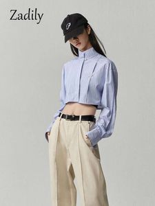 2023 Spring Streetwear Long Rleeve koszula Kobiet przyciskowy stojak na szyję damskie bluzki żeńska bluzka odzieżowa