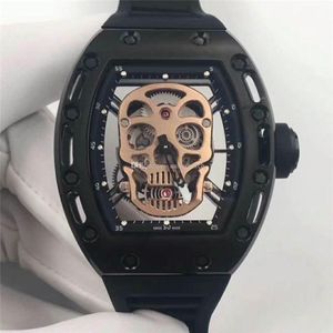 Top Tourbillon Watch 052 Men Watch Swiss Automatic 28800VPH Sapphire Crystal Skull Dial Titanium Alloy Stainless Steel Mens Watch 354M