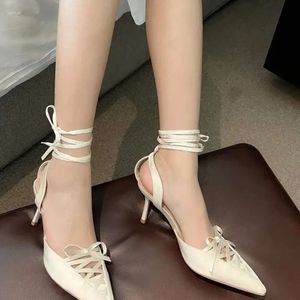 High High Summer Tie Sandals Bow Celebrity Cross Strap لـ Women Outwear Sandalias Mujer Verano Party 375