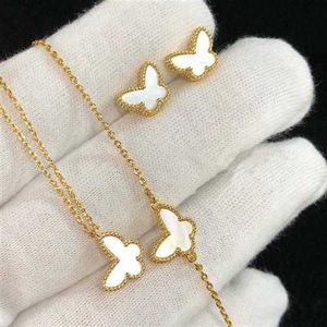 Klassisk design full av kärlek Van Necklace High Gold Four Leaf White Butterfly Female Rose med original logotyp 1HZT