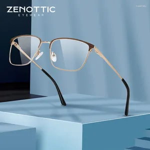 Solglasögonramar Zenottic Titanium Alloy Blue Light Blocking Glasses Men Square Optical Frame Icke-recept Clear Lens Computer