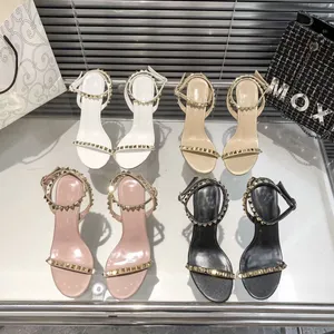 Women's Summer High Heels Sandals Women Classic Designer Open Toe Sandal White Black Pink Beige With Box High Heel Shoes Size 36-42