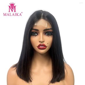 Bob Lace Front Wigs Human Hair 2x6 Middle Part Short Straight Brasilian Natural Color