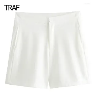 Frauen Shorts Mini White Short Tailing Summer 2024 High Taille im Freizeitradfahren