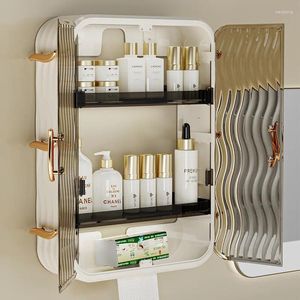 Kök förvaring badrum rack hem toalett kosmetika skåp väggmonterad stansfri hylla
