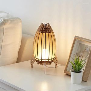 Table Lamps Wood Carved Rocket Lamp For Bedroom Bedside Nordic Wooden Light Kids Handmade Gift Night Living Room Decor