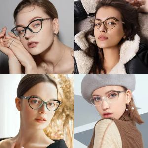 Modfans kedi göz okuma gözlükleri kadınlar bahar menteşe hafif presbyopic okuyucular diopter ile gözlükler +0.5 ila +4.0