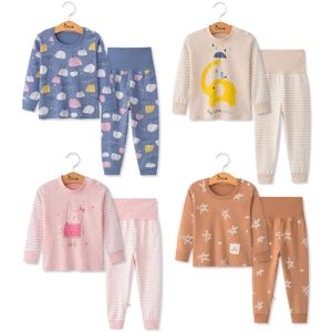 Barnens höstlång ärm T-shirt + byxor Sport Set Kids Pyjamas Boys Girls Pamas Baby Sleepers Sleepwear 2-6Y L2405