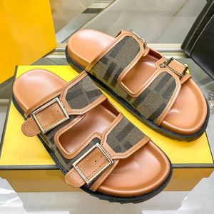 مصممة للسيدات تشعر بال ساتان بني صندل الصيف الشهير على نطاق واسع النسيج FF نساء FF Sandal Black Sliders Leather Strap Buckle Shoe Slide Dhgate مع حجم الصندوق 35-45