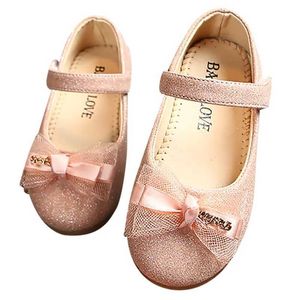 Flache Schuhe Frühling Neue Kinder Schuhe Mädchen Bowknot Prinzessin Schuhe Baby Kinder Anti Slip Weiche Sohle Tanzschuhe lässige Mädchen Sandalen Q240523