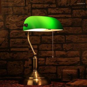 Table Lamps Library 1 Pcs Green Glass Lampshade Light Reading Lamp Study Work For Deco Room Desk E27 LED Tafellamp