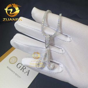 인기있는 도매 최저 가격 힙합 펜던트 보석 925 스털링 실버 vvs1 moissanite 다이아몬드 편지 펜던트 목걸이