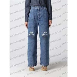 Ha1n jeans jeans Женская высокая улица дизайнерские брюки открытая вилка плотная вышивка каприна