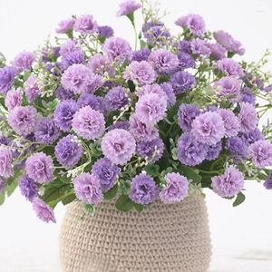 Decorative Flowers 1 Bunch Artificial Fake Flower Carnation Decoration Plants Bouquet Small Lilac Hydrangea Birthday Wedding DIY Home 20