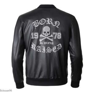 Plein-Brand Philipe Plein Jacket Designer Jacket Men's PP Skull Embroidery Leather Fur Jacket Thick Baseball Collar Jacket Coat Simulation Motorcycle Jacket 971