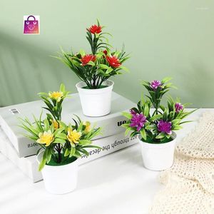 Decorative Flowers Simulation Small Bonsai Desktop Ornaments Fake Lotus Artificial Plants Plant Pot Outdoor Home Office Decoration