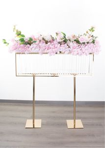 Bröllop Bakgrund Stage Decor Wedding Flowers Centerpiece Lamp Floral Arrangement Rectangular Acrylic Wedding Flower Stand For Table Centerpiece