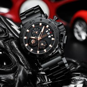 Relogio Masculino Crrju Sport Chronograph Mens Watches Top Marka luksusowy pełny stal kwarcowy Wodoodporny Waterproof Big Dial Watch Mężczyźni