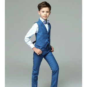 Prince Boys Wedding Kids Vest Shirt Pants Bowtie 4PCS Photography Suit Child Birthday Ceremony Costume Teenager School Set