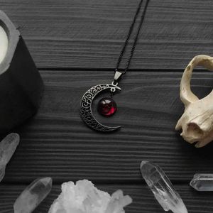 Colares pendentes Gothic New Moon Colar Style Dark Style Lua Red Pingente estilo bruxa