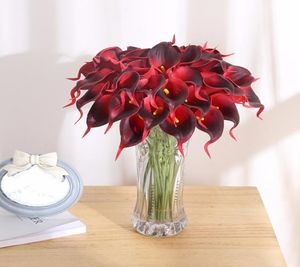 luyue 15色50pcslot pu人工カラの花の家の装飾リアルタッチリリーフラワーブライドブーケウェディングデコレーションガーデンC17243718