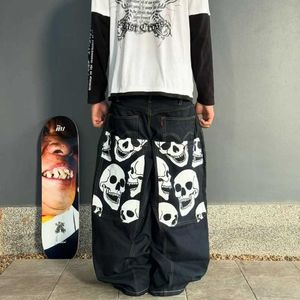 Women's Jeans Y2k American High Street Fashion brand wide leg pants retro anime printed oversized jeans womens casual version mens Trousers Q240523