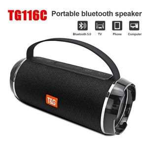 Портативные динамики TG116C Портативный Bluetooth -динамик беспроводной сабвуфер 10W Светодиодный Bass Bass Bass Boombox TF FM Stereo Aux Music Player S2452402