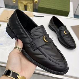 Women's flat shoes leather metal buckle leather designer formal men's printed anti slip formal shoes large size 34-46 5.17 02