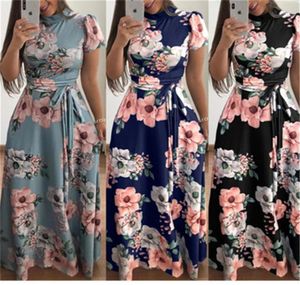 Women039S Summer Printed Dresses Fashion Ladies Slim Long Sleeve Short Sleeves Party Club Aline Swing kjol Boho Maxi Dress PL1777094