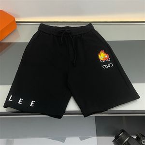 Sommer klassische Herren -Shorts 330g Baumwoll -Verformungs -Cartoon Kurzmultipler Zeichnungsstring Daily Hosen mit Feuermusterdruck