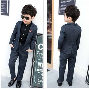 Boys Formal Jacket+Pants+Flower 3Pcs Clothing Set Children Gentleman Performance Evening Tuxedo Dress Enfant Kids Wedding Suit