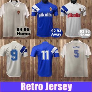 1994 1995 Zaragoza Retro Soccer Jersey Nayim Aguado 92 93 Home White Away Blue Mens Football Room Короткие рукава взрослые униформа