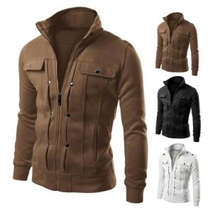 Herrjackor Fashion Mens Fashion Spring Jacket med stående krage blixtlås Solid Autumn Mens Jacket Q240523