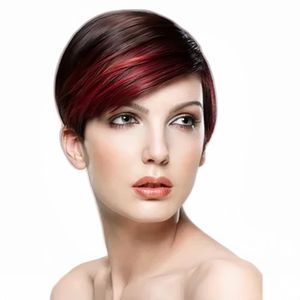 1B99J# Pixie Cut Wig Human Human for Women Pixie Bob Bob Substituição Wigs Camadas Onda Nenhuma peruca de renda com franja